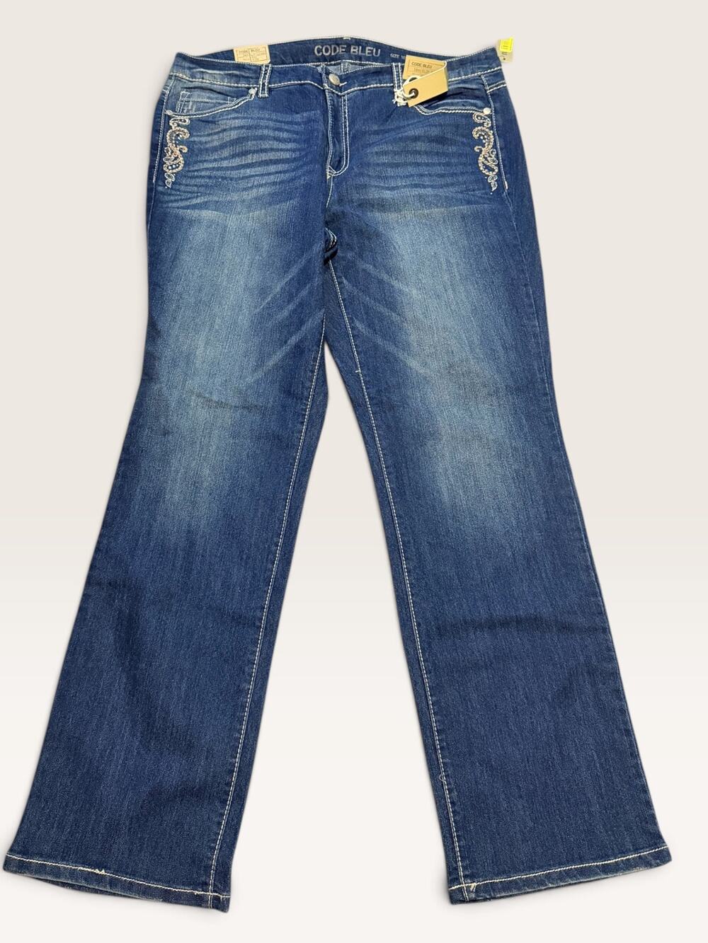 Code Bleu Maya Straight Jeans 16WR Embroidered Bling NWT